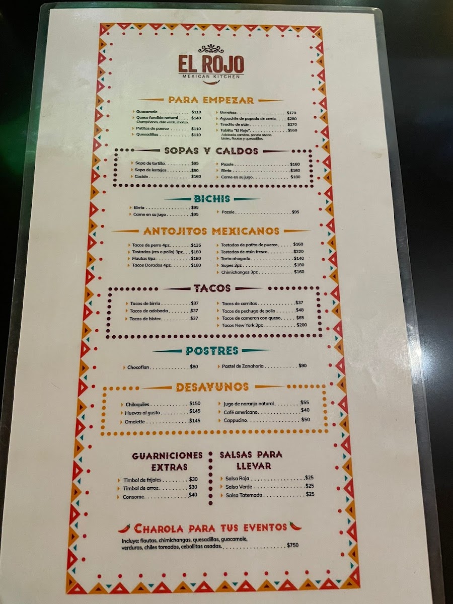 El Rojo Mexican Restaurant Menu - Image 1